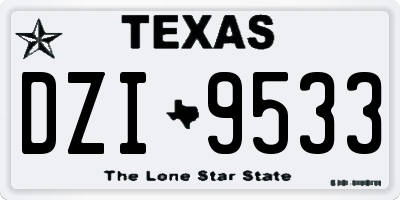 TX license plate DZI9533