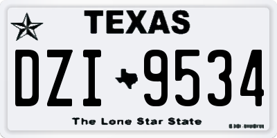 TX license plate DZI9534