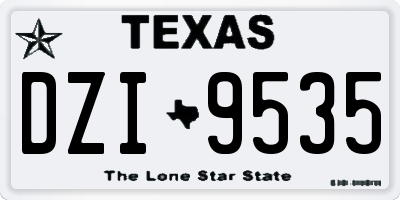 TX license plate DZI9535