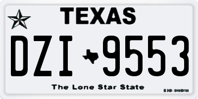 TX license plate DZI9553