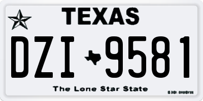 TX license plate DZI9581