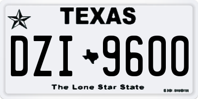 TX license plate DZI9600
