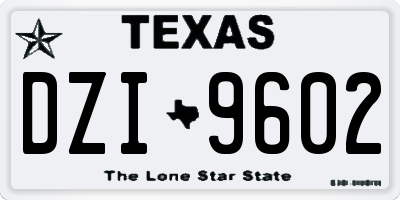 TX license plate DZI9602