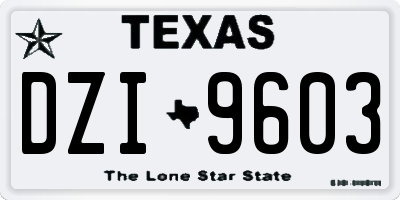 TX license plate DZI9603