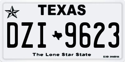 TX license plate DZI9623