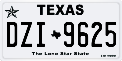 TX license plate DZI9625