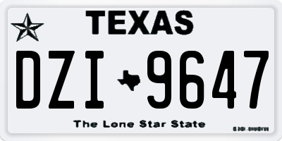 TX license plate DZI9647