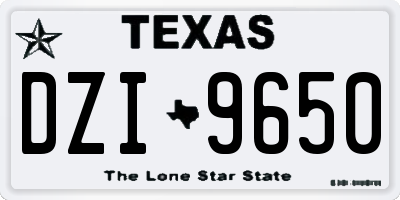 TX license plate DZI9650