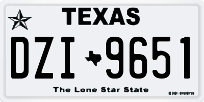 TX license plate DZI9651