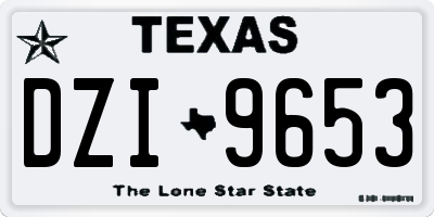 TX license plate DZI9653