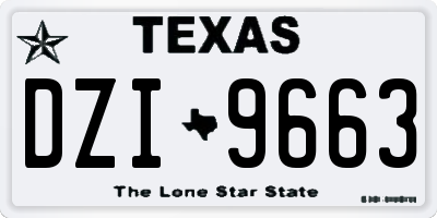 TX license plate DZI9663