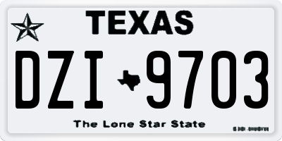 TX license plate DZI9703