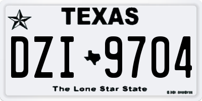 TX license plate DZI9704