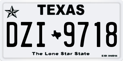 TX license plate DZI9718