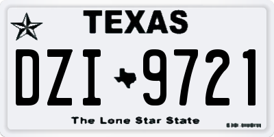 TX license plate DZI9721