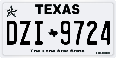 TX license plate DZI9724