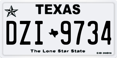 TX license plate DZI9734