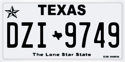 TX license plate DZI9749