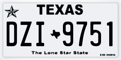 TX license plate DZI9751