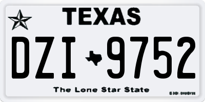 TX license plate DZI9752