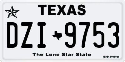 TX license plate DZI9753