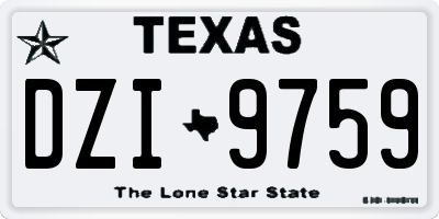 TX license plate DZI9759