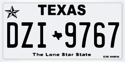 TX license plate DZI9767