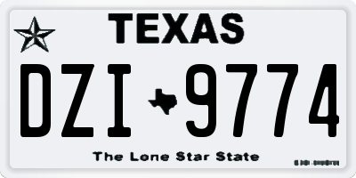 TX license plate DZI9774