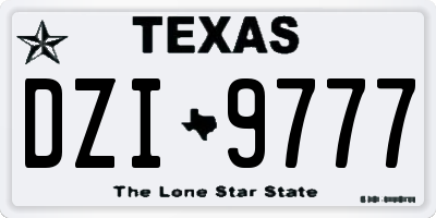 TX license plate DZI9777