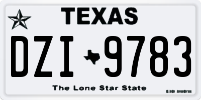 TX license plate DZI9783