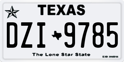 TX license plate DZI9785