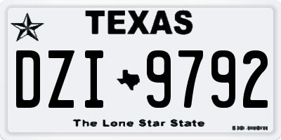 TX license plate DZI9792