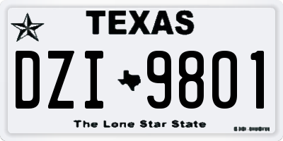 TX license plate DZI9801