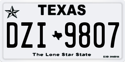 TX license plate DZI9807