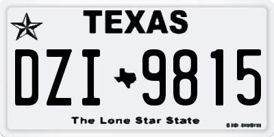 TX license plate DZI9815