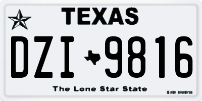 TX license plate DZI9816