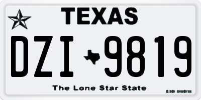 TX license plate DZI9819