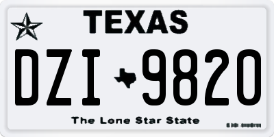 TX license plate DZI9820