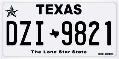 TX license plate DZI9821