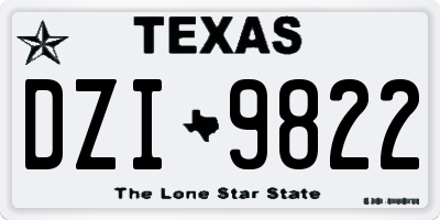 TX license plate DZI9822