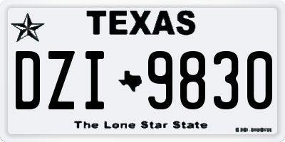 TX license plate DZI9830