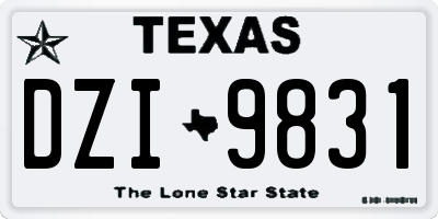 TX license plate DZI9831