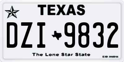 TX license plate DZI9832