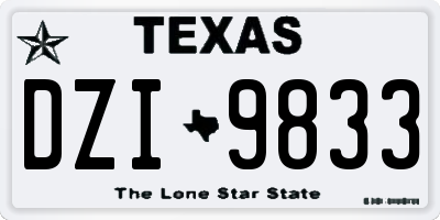 TX license plate DZI9833