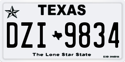 TX license plate DZI9834