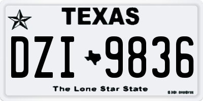 TX license plate DZI9836
