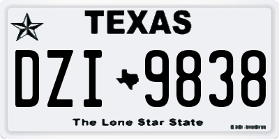 TX license plate DZI9838