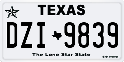 TX license plate DZI9839