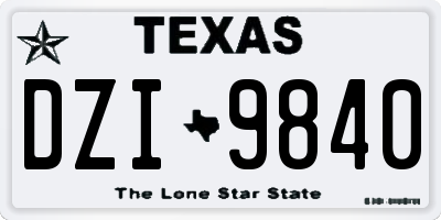 TX license plate DZI9840