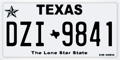 TX license plate DZI9841